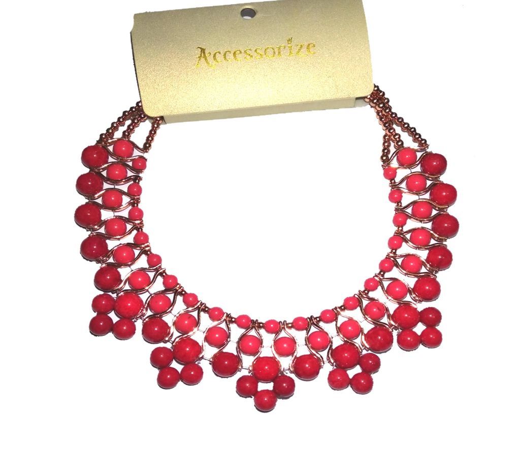 Accessorize London Pink & Red Beaded Necklace for Women