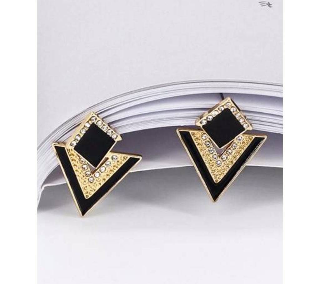 New Fashion Women Geometric Triangle Rhinestone Pendant Alloy Dangle Earrings
