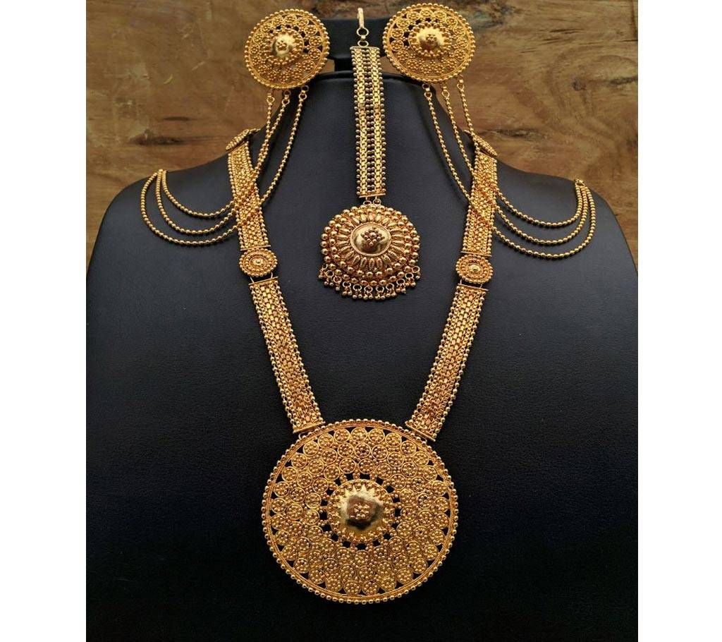 Handmade Gold Platted Neckset, Earrings with Tana and Tikli