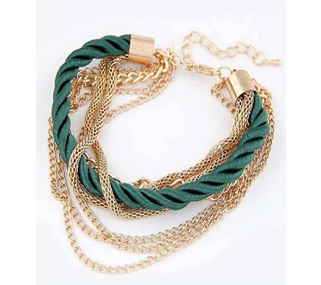 Multilayer Bracelet Exaggerated Gold Green