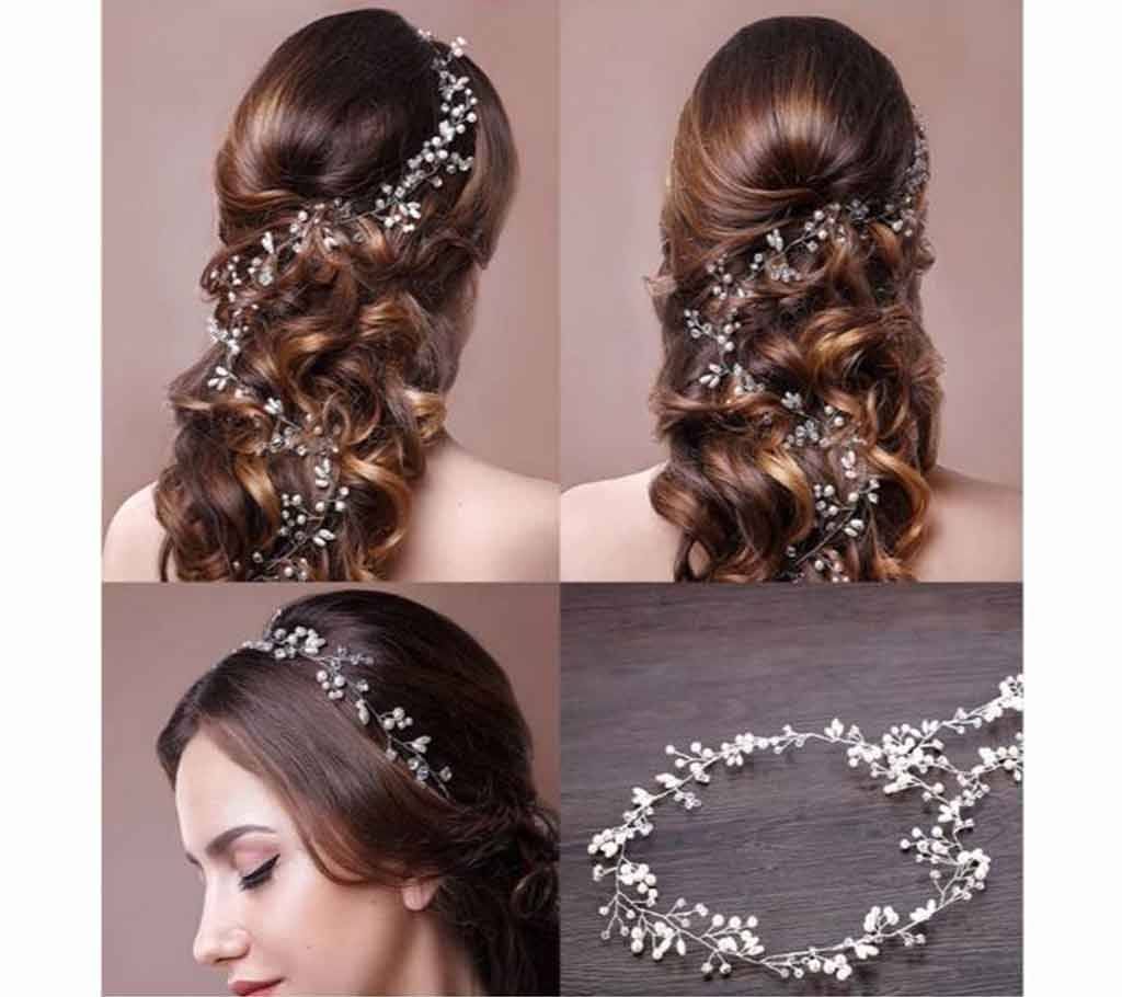 Handmade Long Headbands Pearl Rhinestone Hair Jewelry