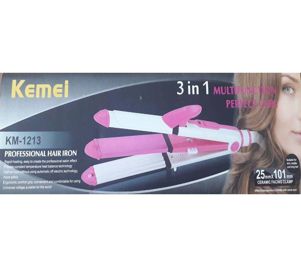 KM-1213 3 in 1 Hair Straightner and Curler 