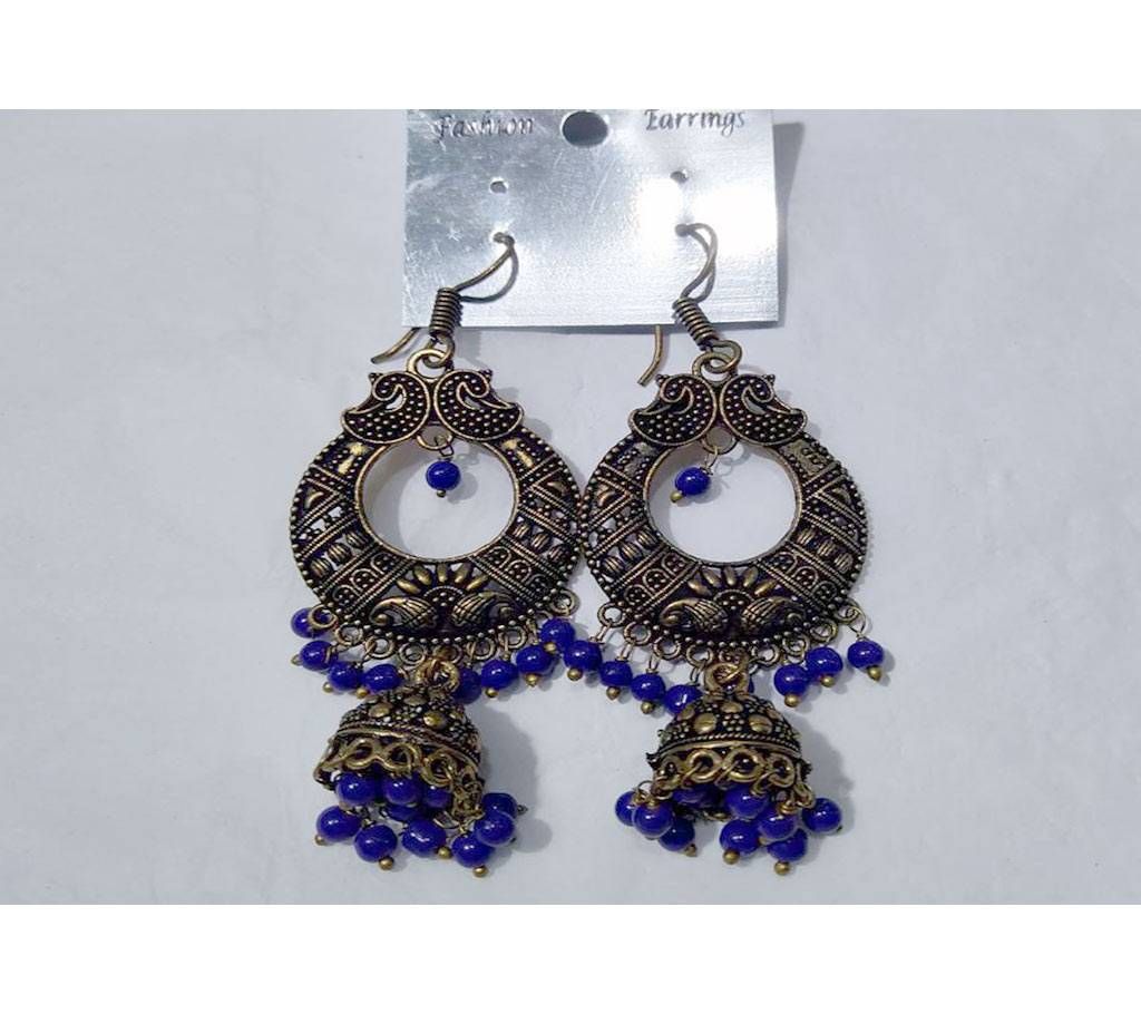 Jhumka Dark Silver Color Round Shape Earrings 