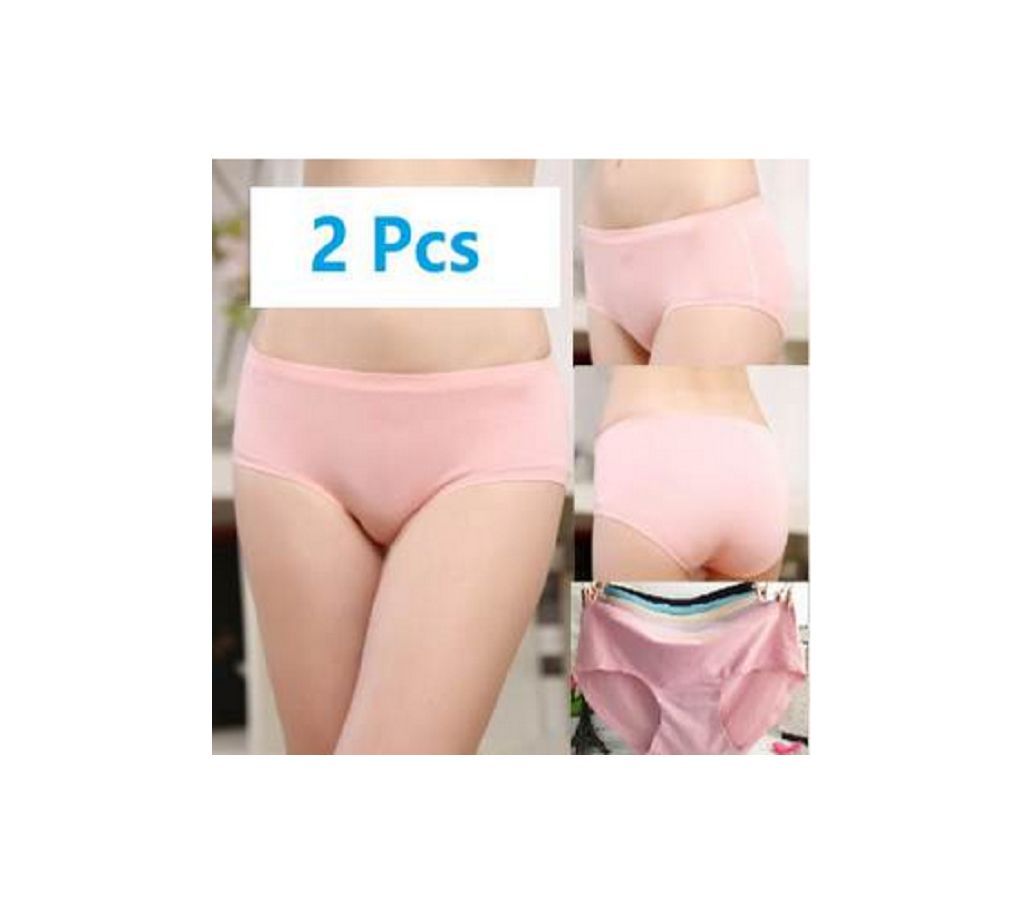 China Seamles Ice Silk Panties For Women Sexy Low-rise Briefs Ultra-thin Underwear (2 Pcs/2 Color) in 1 Pack