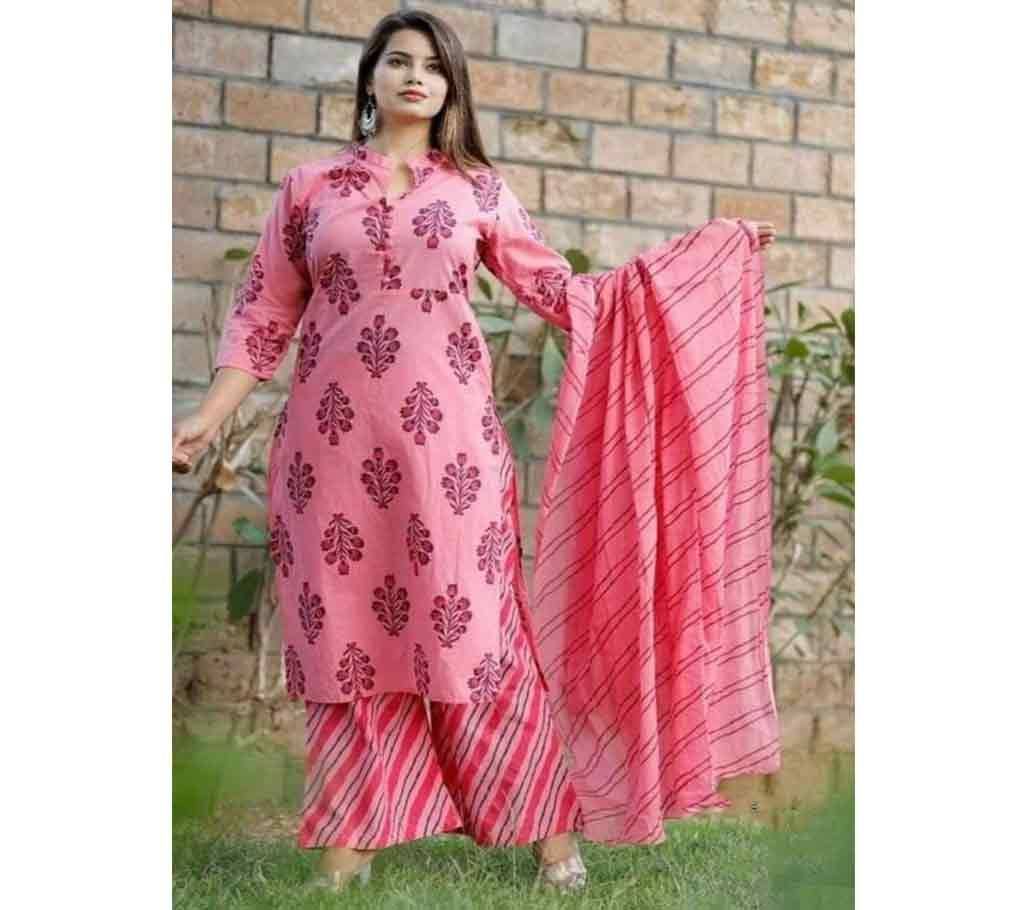  Block Printed 3 pieces Salwar Kameez for Women Latest Pink