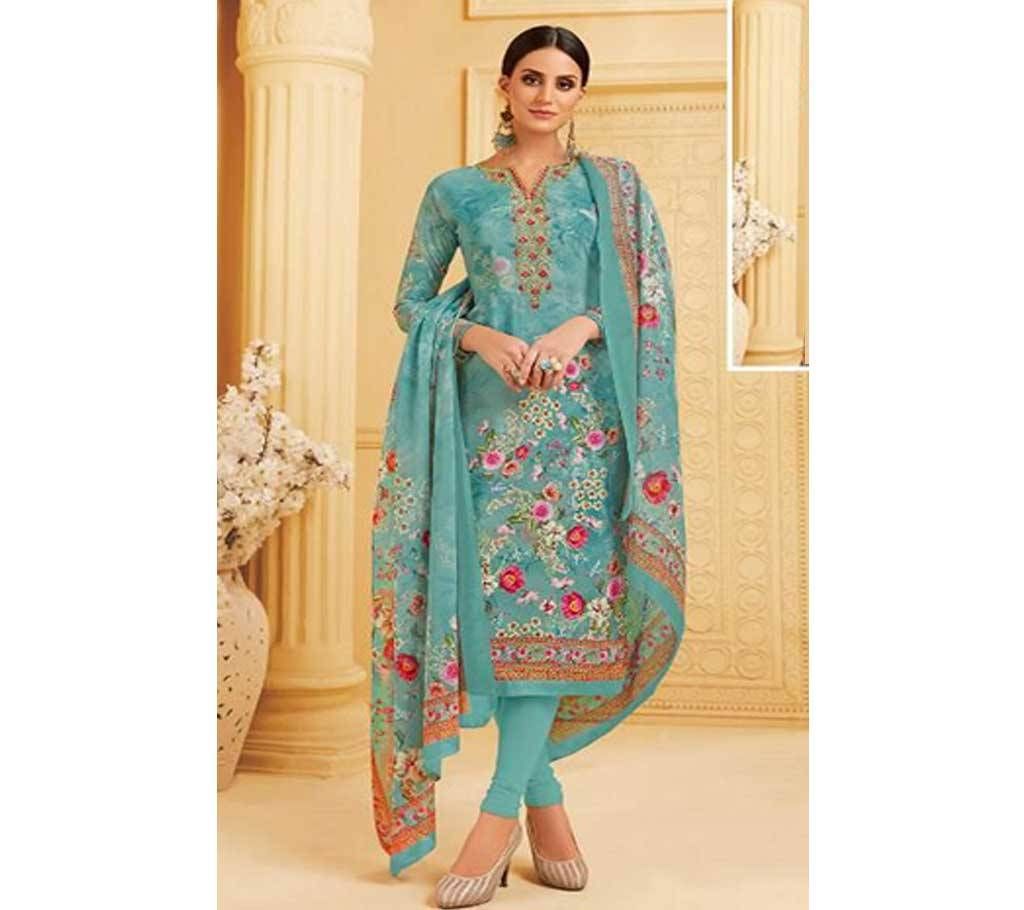 Unstitched French Crepe Digital print salwar kameez for women 