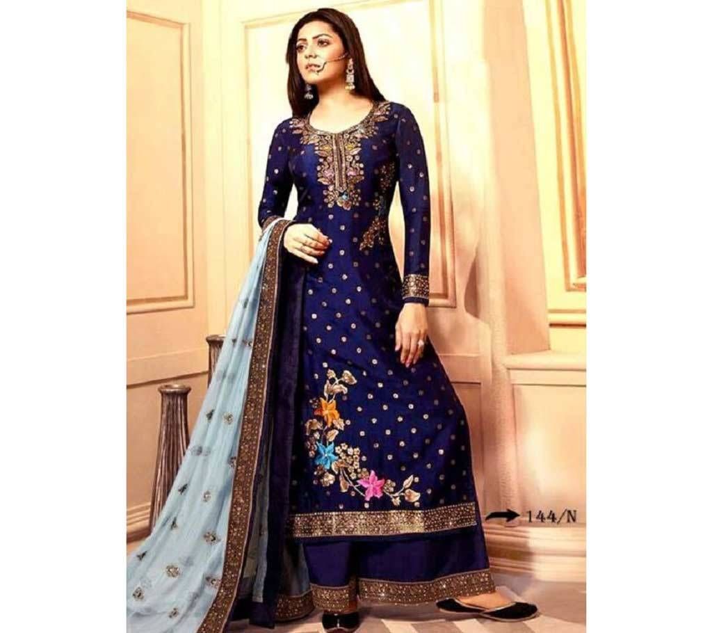 Indian Unstitched Georgette 3Pcs For Women Royal Blue Color