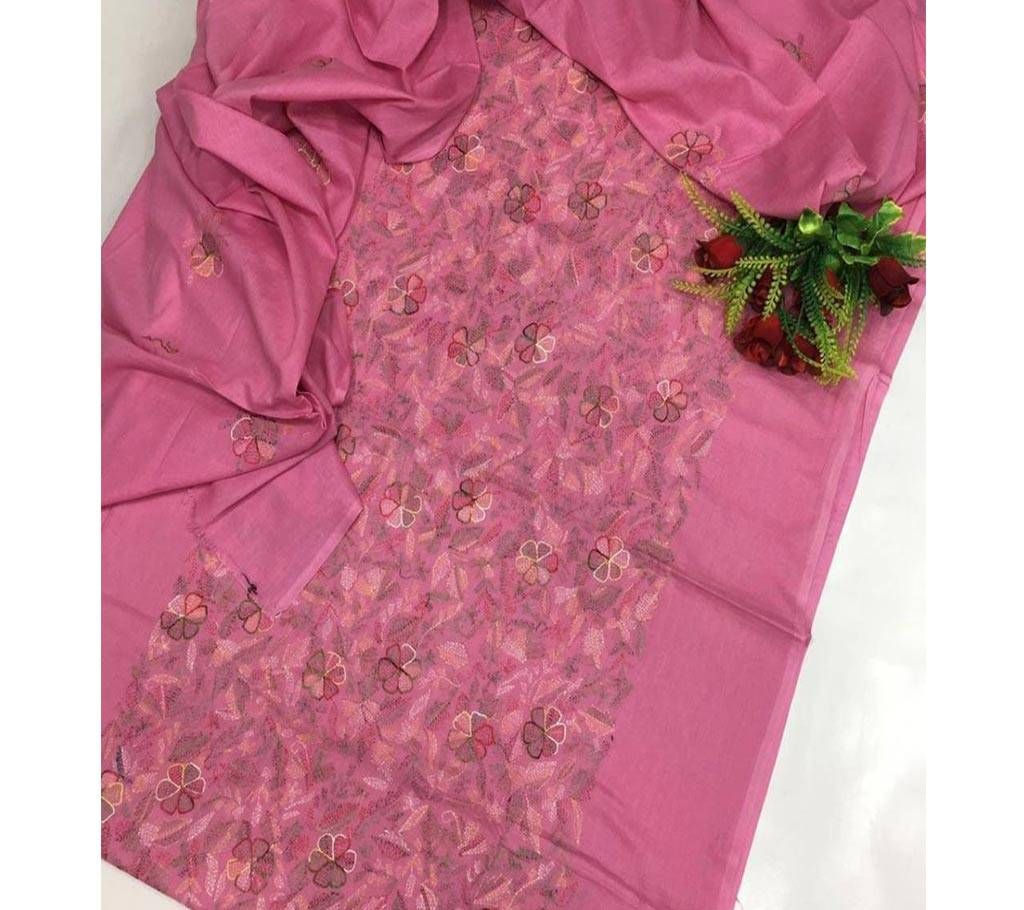 Unstitched Cotton Two Piece for Women-Pink