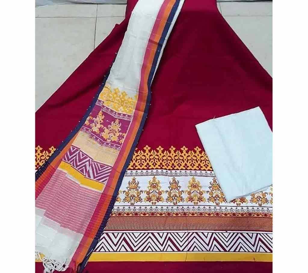 Handloom Tat Skin Print Cotton Shalwar Kameez For women [3pcs]-28