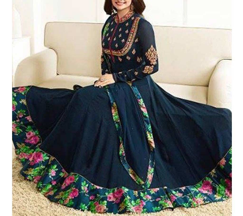 Dark Slate Gray Georgette Gown For Women