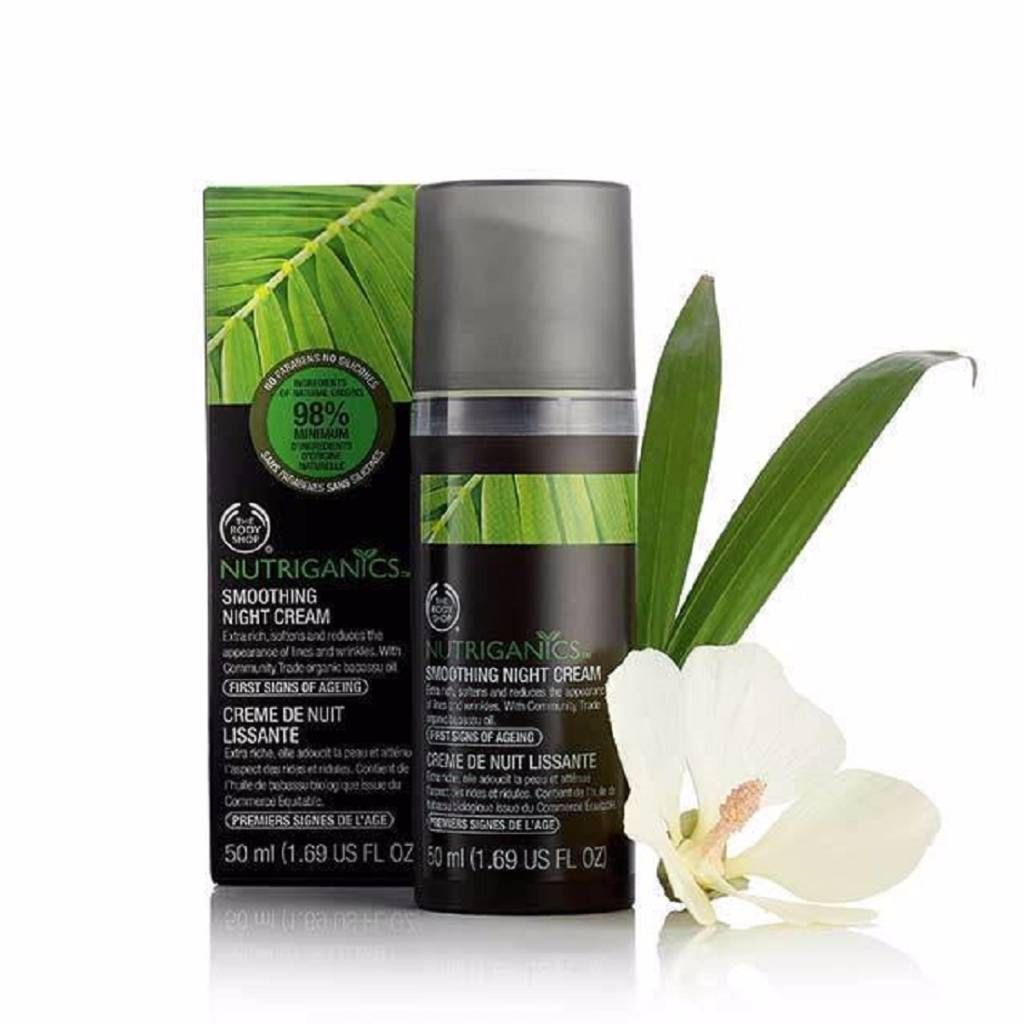 The Body Shop Nutriganics Smoothing Night Cream.
