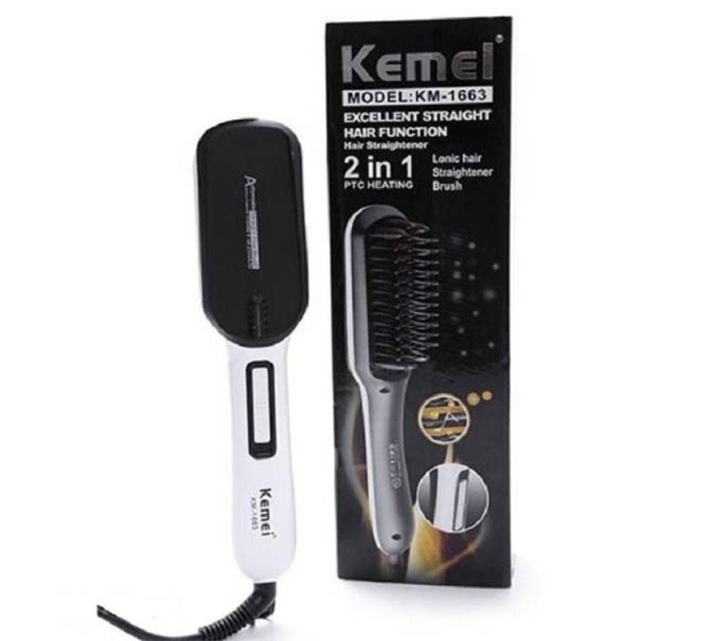 Kemei KM-1663 2 in 1 Hair straightener brush