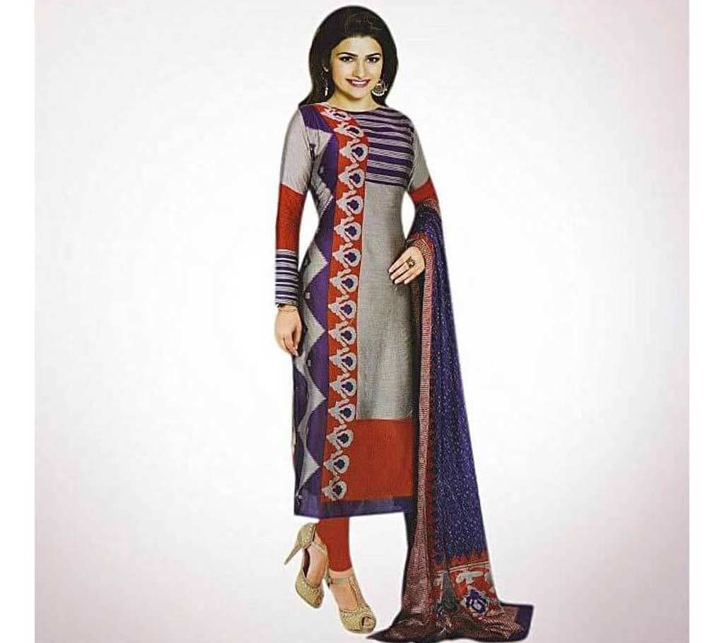 Unstitched Dark Gray Cotton 3 Piece - Copy