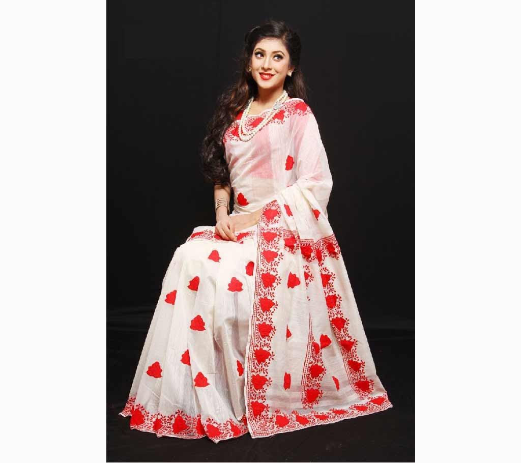 boishakhi khaddi silk saree with hand embroidery 