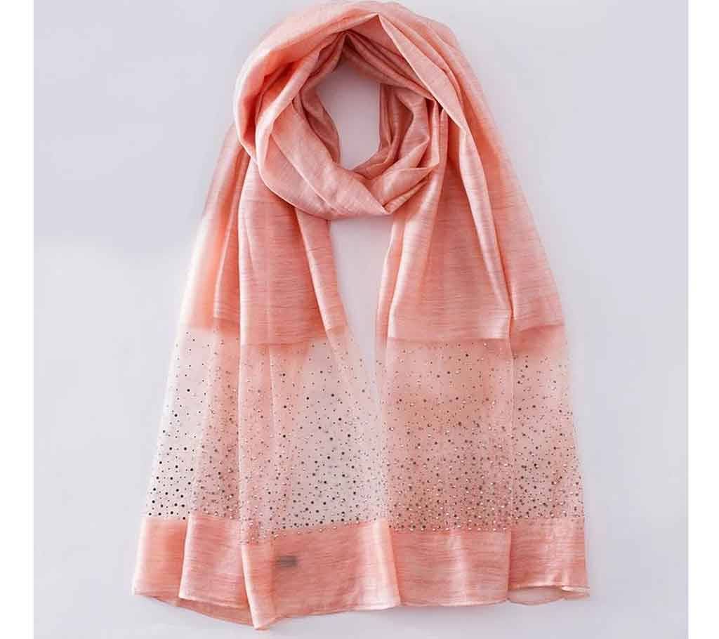 Chocolate Color Cotton with Blue Stone Hijab for Women