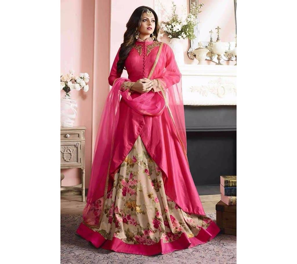 Un sttiched Georgette embroidery long party suit-copy 