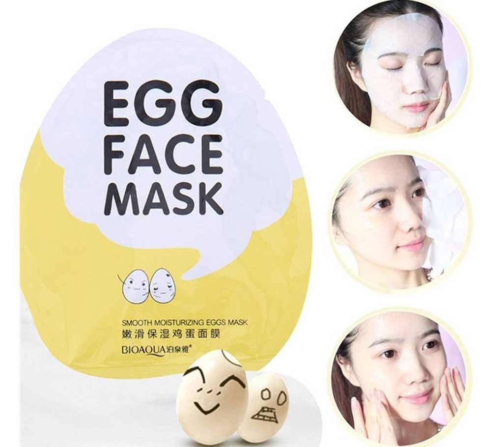 BIOAQUA Egg Facial Mask Smooth Moisturizing Face Mask Oil Control Shrink Pores Whitening Anti Aging Brighten Mask Face Skin Care, 30 gm, China