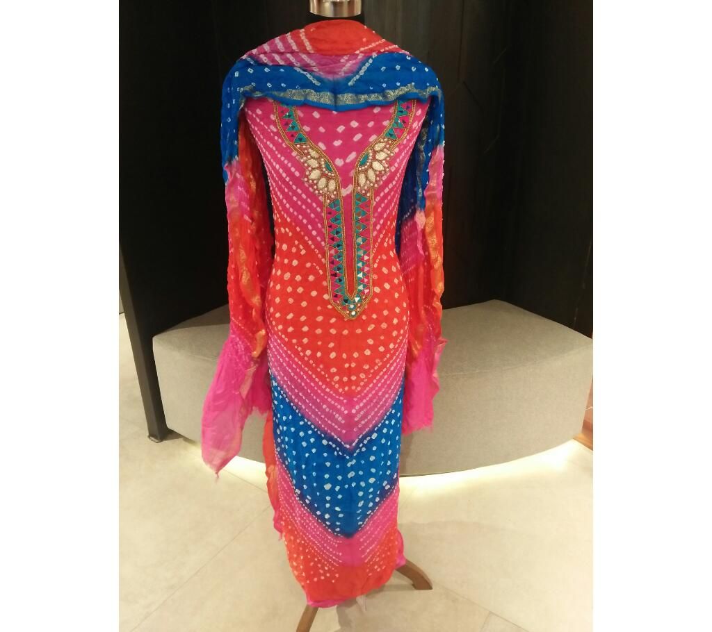 Chundri Unstitched Silk Kurti with Orna