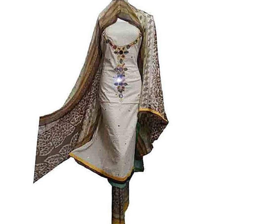 Multicolor Indian Cotton Unstitched Salwar Kameez for Women