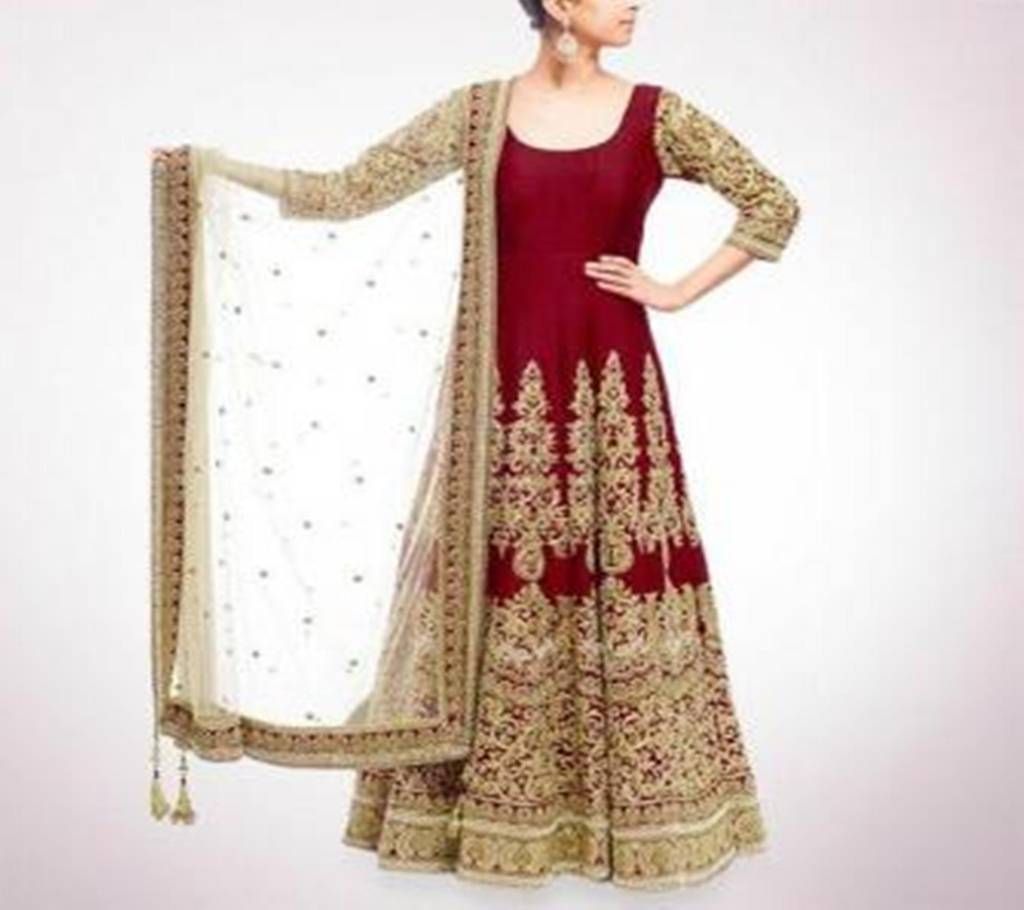 Unstitched meron and Golden Embroidery Georgette