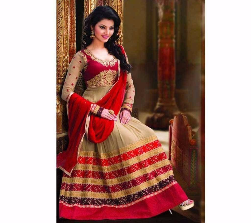 un stitched embroidery Georgette three piece 
