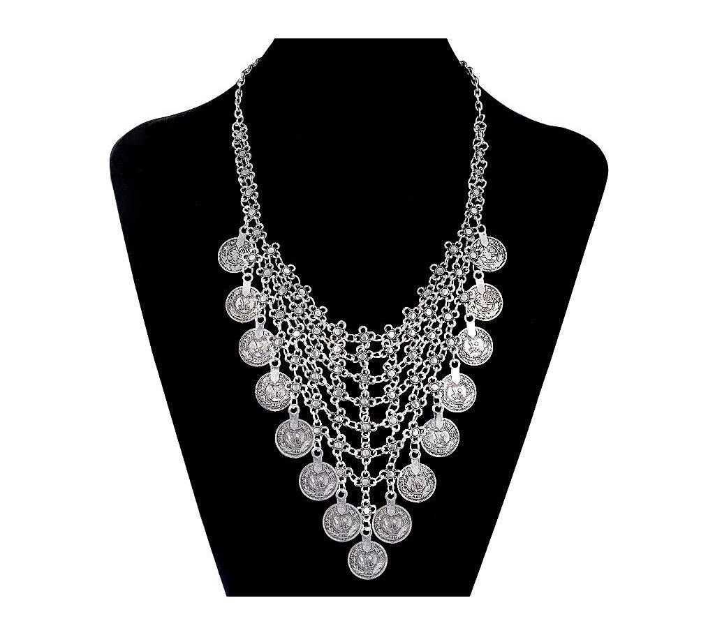 Floral Antique Silver Statement Necklace