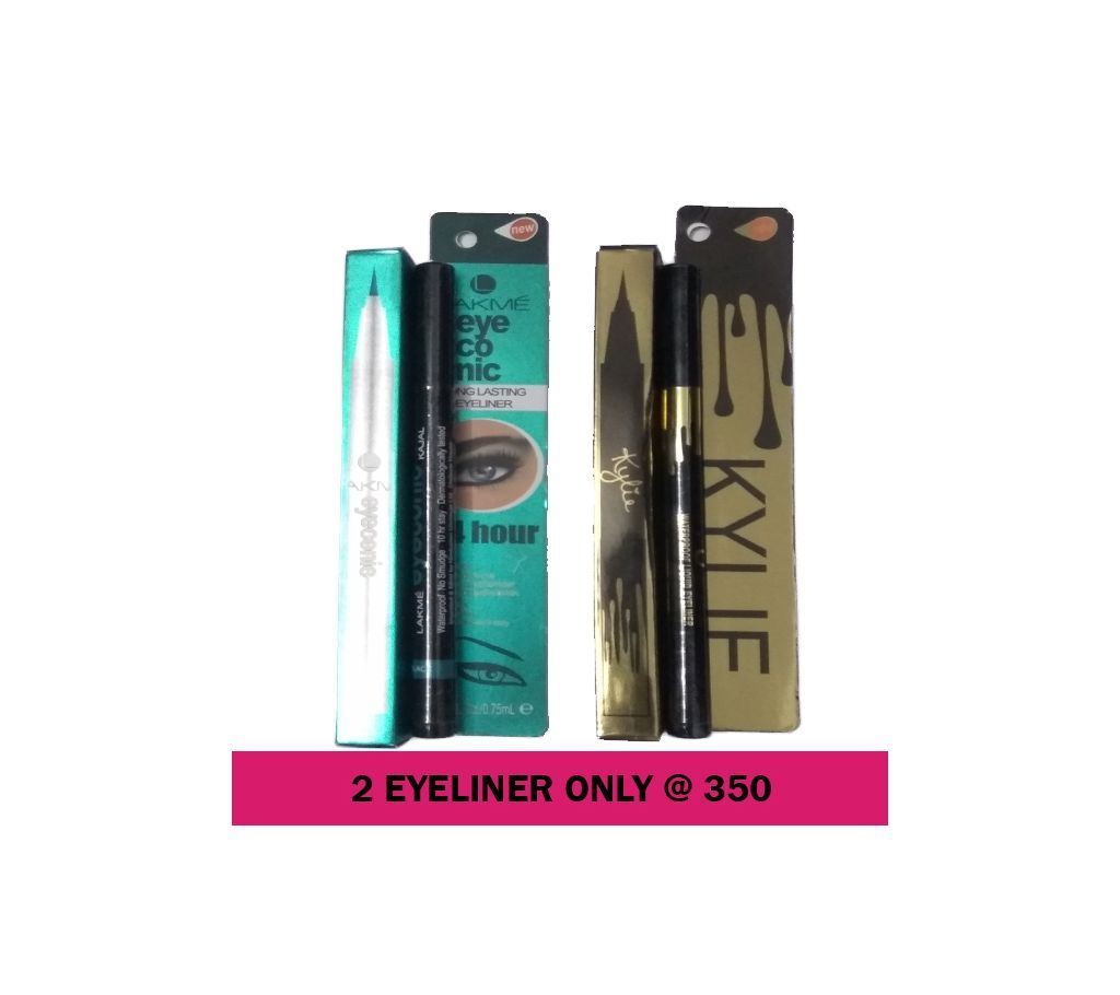 Lakme 0.75g & Kylie1g Eyeliner -  Deep Black Smudge Proof (Indian)