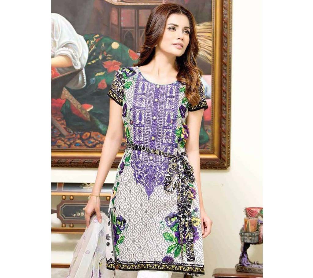 Unstitched Designer Embroidery Lawn Three Pc