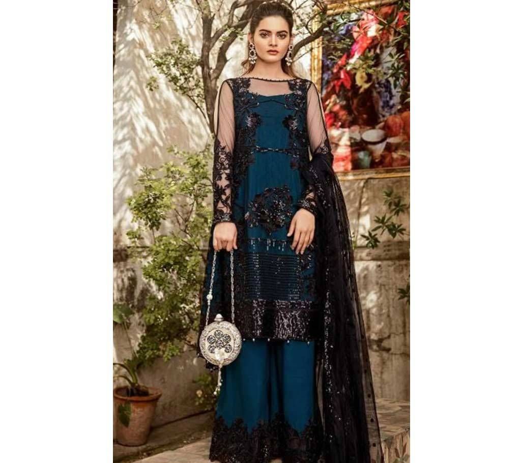 Deepsy Imorzia Vol 10 - 800-504 - Dark Navy Blue Unstitched Georgette 3Pcs