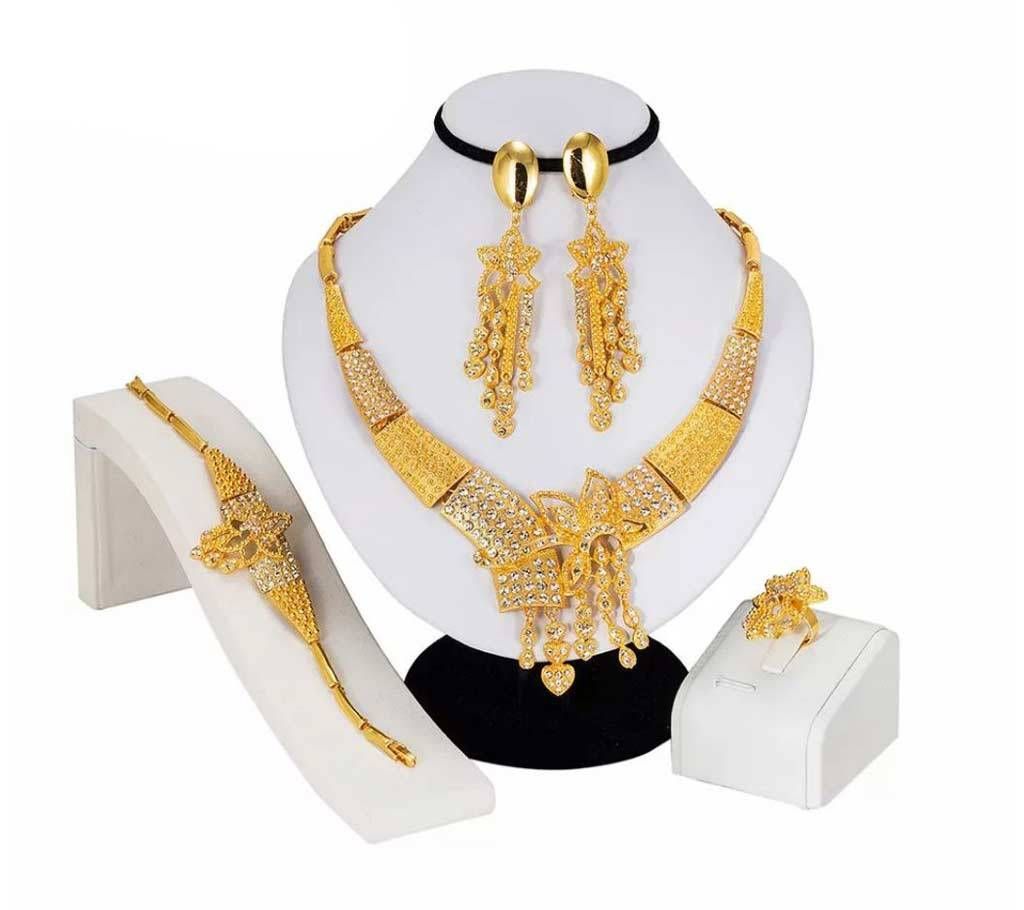 Elegant Square Necklace Jewelry Sets Luxury Multi-color Crystal Dubai Bride Wedding Gold Jewelry Accessories