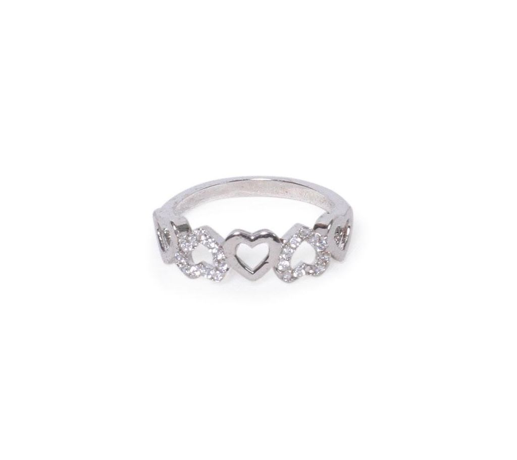 Silver Metal and White Stone Finger Ring for Women