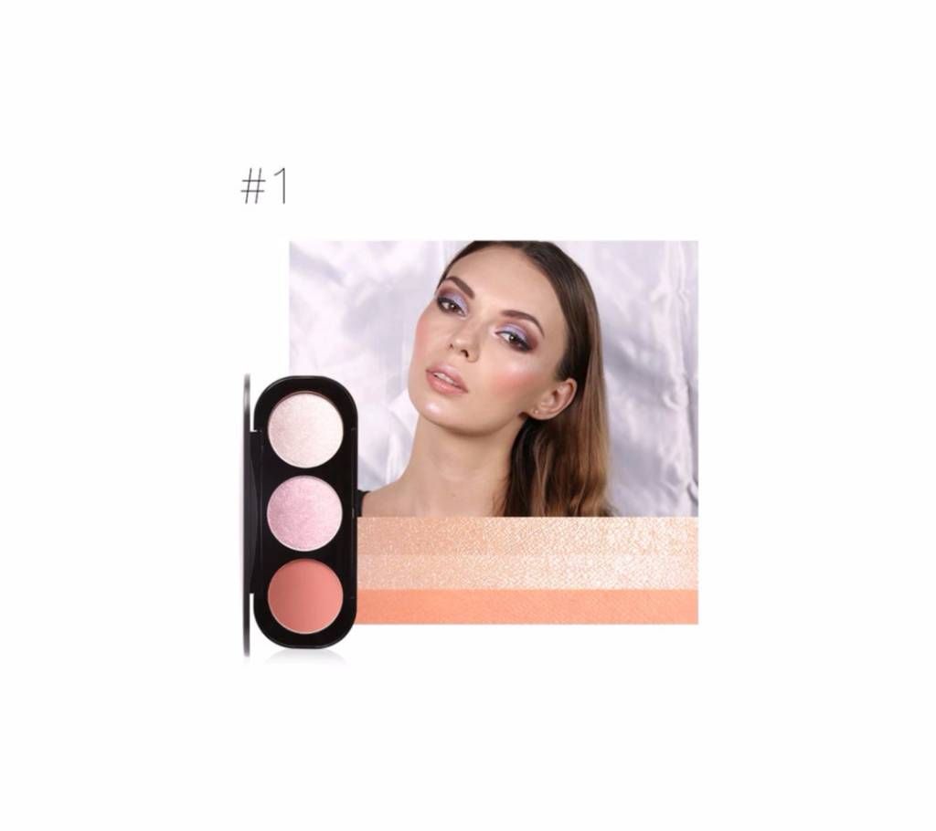 3 Colour Smooth Glow Cheek  Natural Mineral  Silky  Highlighter Powder