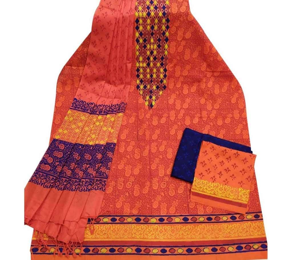 Unstitched Block Printed Cotton Salwar kameez fs-17