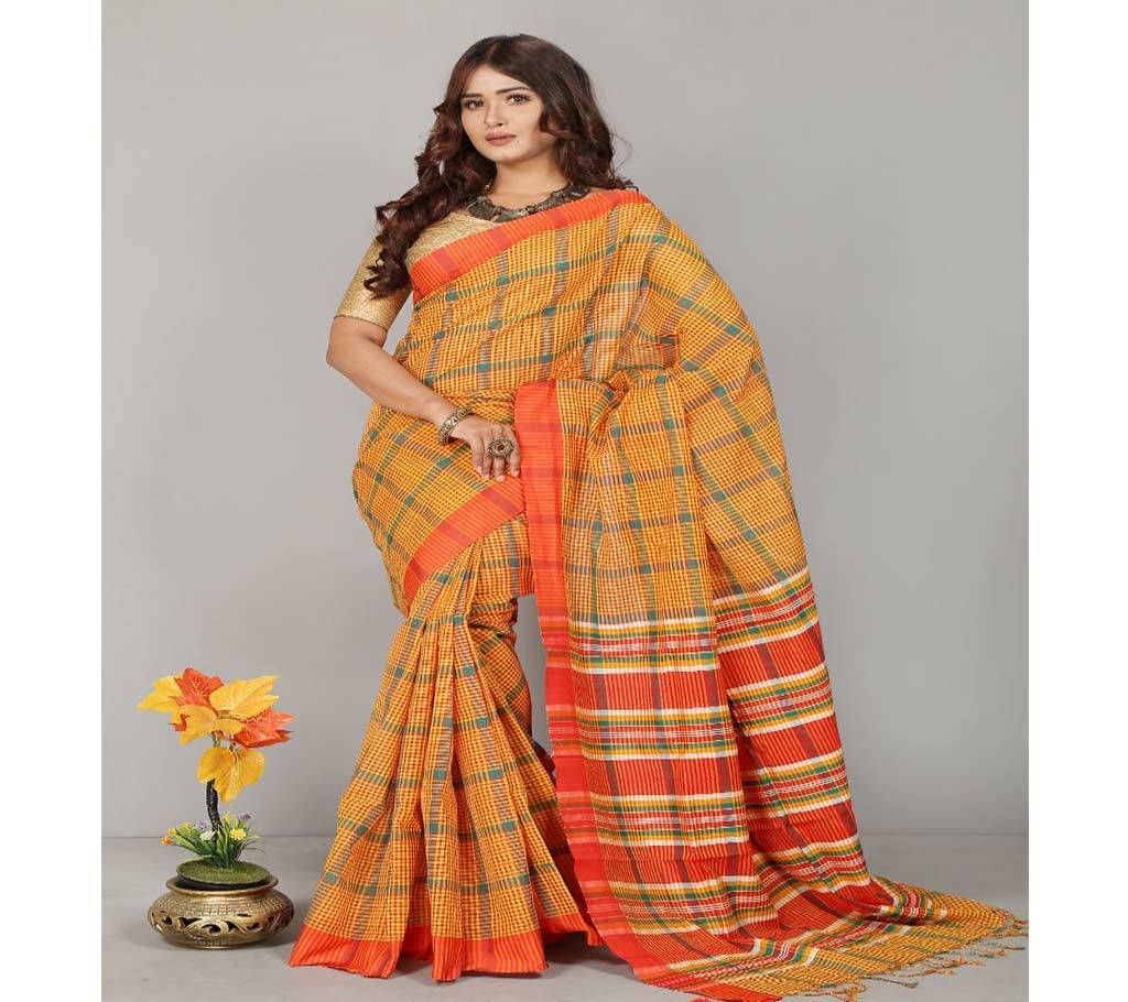 Gamcha Check Cotton Sharee with Blouse Piece 