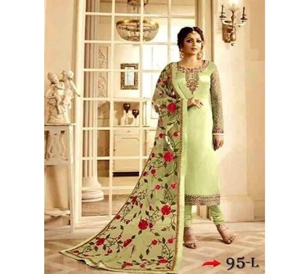 Indian Unstitched Georgette 3Pcs For Women Olive Color