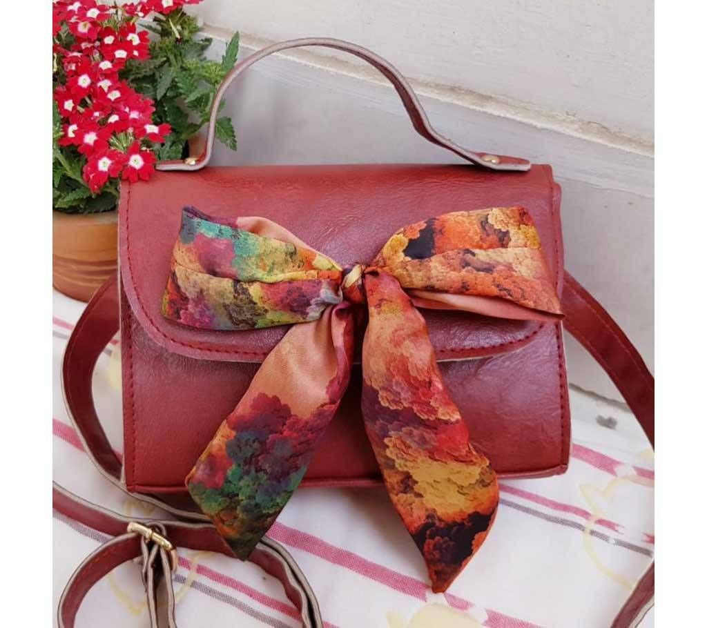 Red Color PU Leather Cross body Shoulder Purse