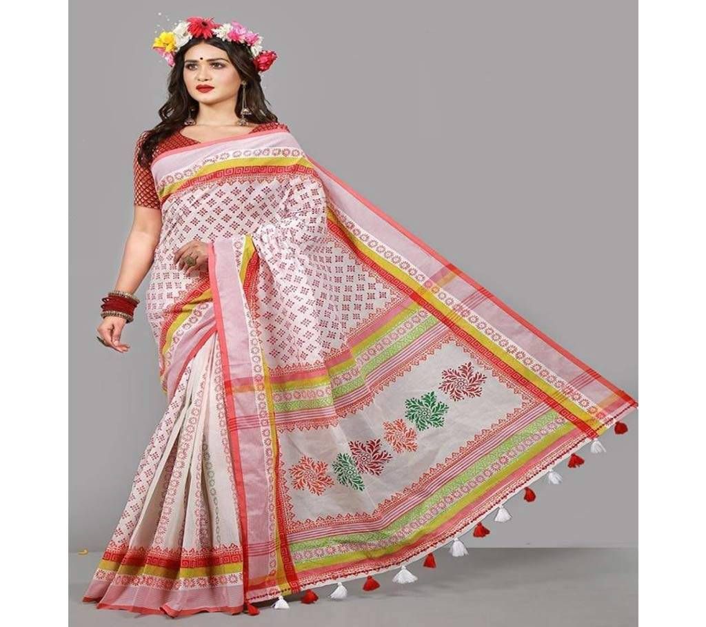 Muslin Silk Embroidery Saree With Blouse Piece  