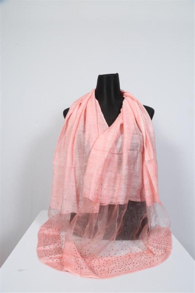Pink Tussar Stone Worked Hijab