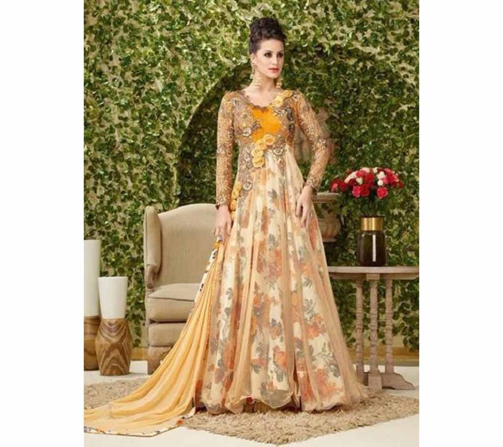 Unstitched Net With Embroidery Long Party Suit (Copy)