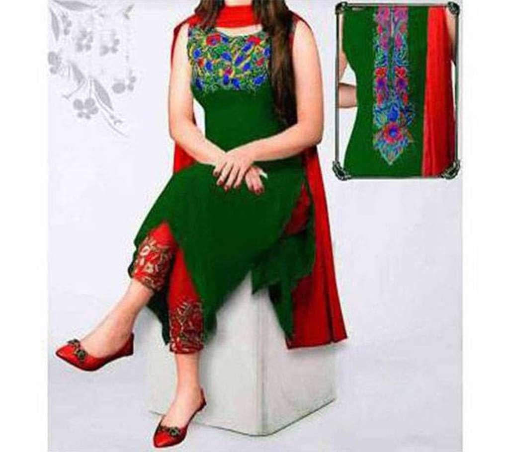 UNSTICHED JORJET EMBROIDERY THREE PIECE