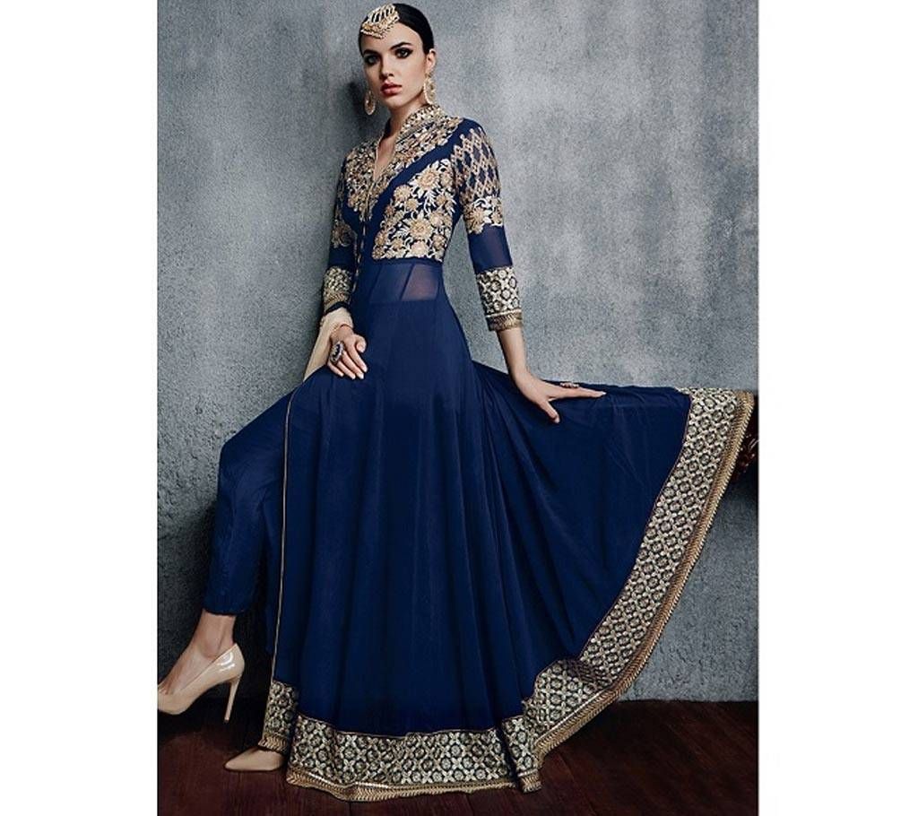 Navy Blue Abaya Style Georgette Suit