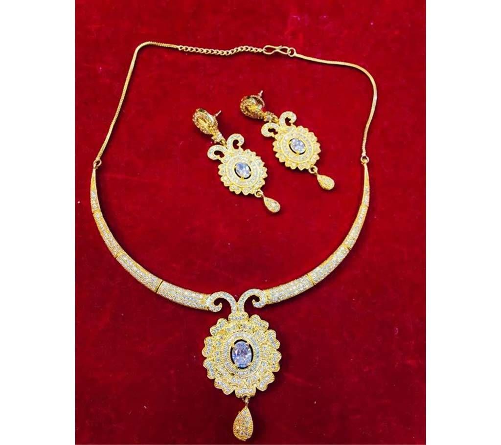 Indian Stone Setting & Gold Plated Pendant Set