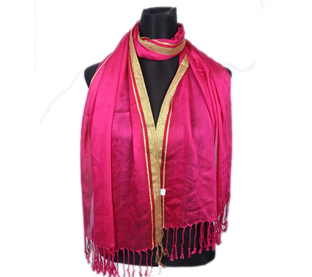 Pink Pashmina With Golden Border Hijab For Women