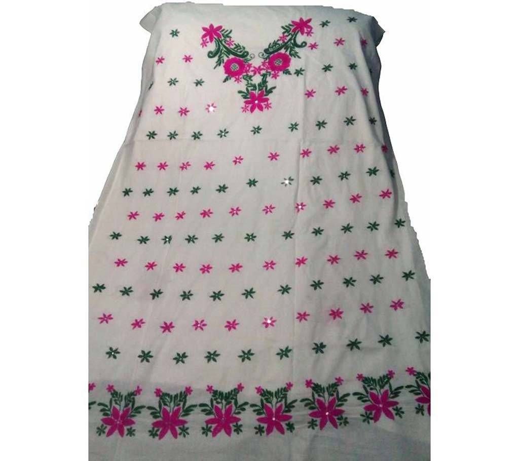 Un stitched Hand work cotton single kameez 