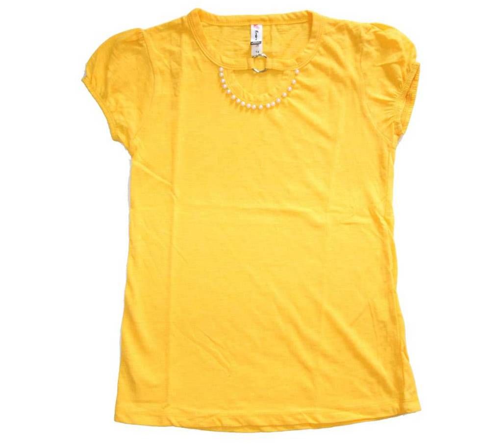 Yellow Stone Work Designer Baby Girls Tshirt