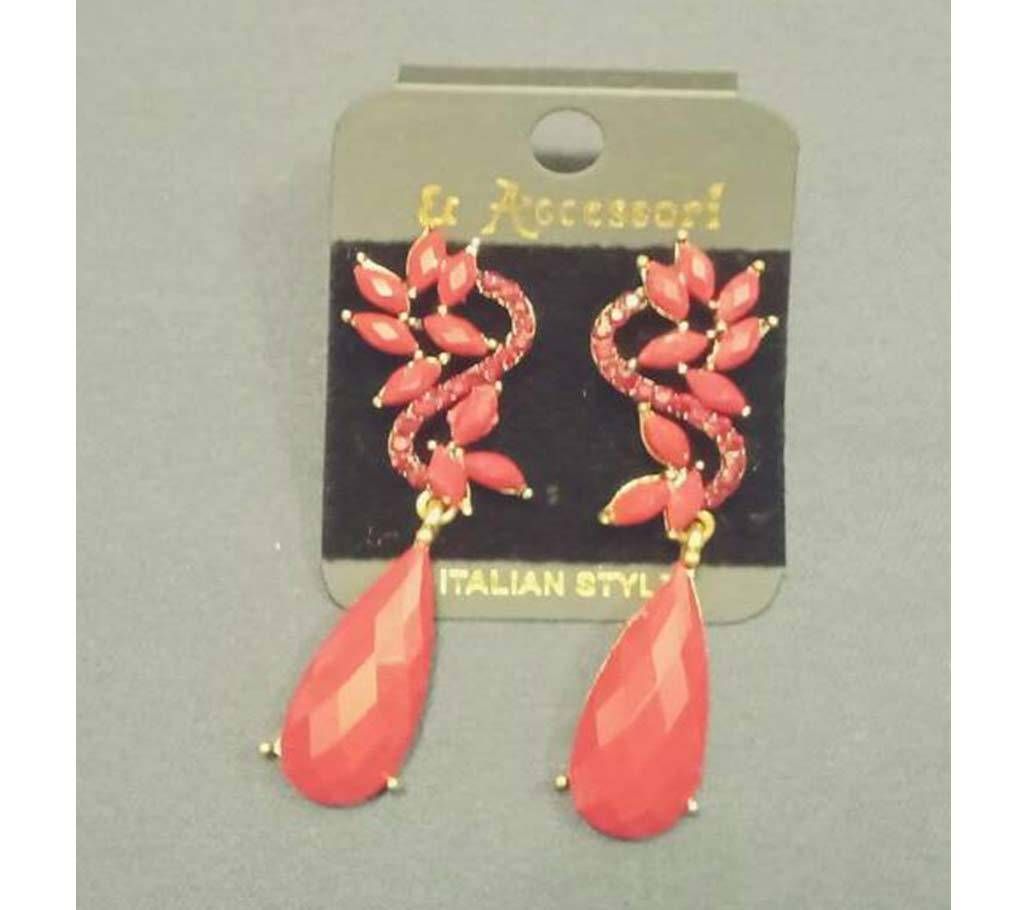 Red stone Golden base Earring