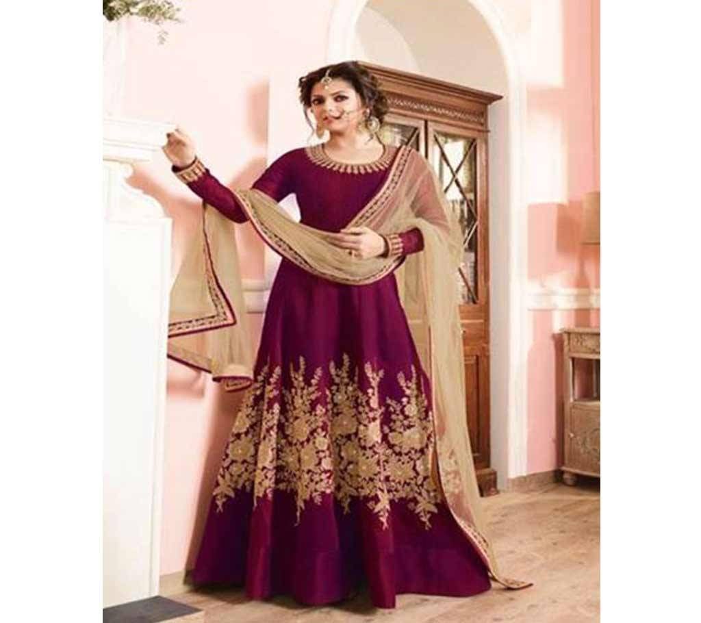 Gorgeous Embroidery Raw Silk Chosha Anarkoli copy 