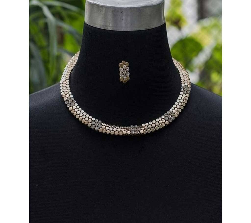 Beautiful Golden Multi Ball Stone Necklace with Earring
