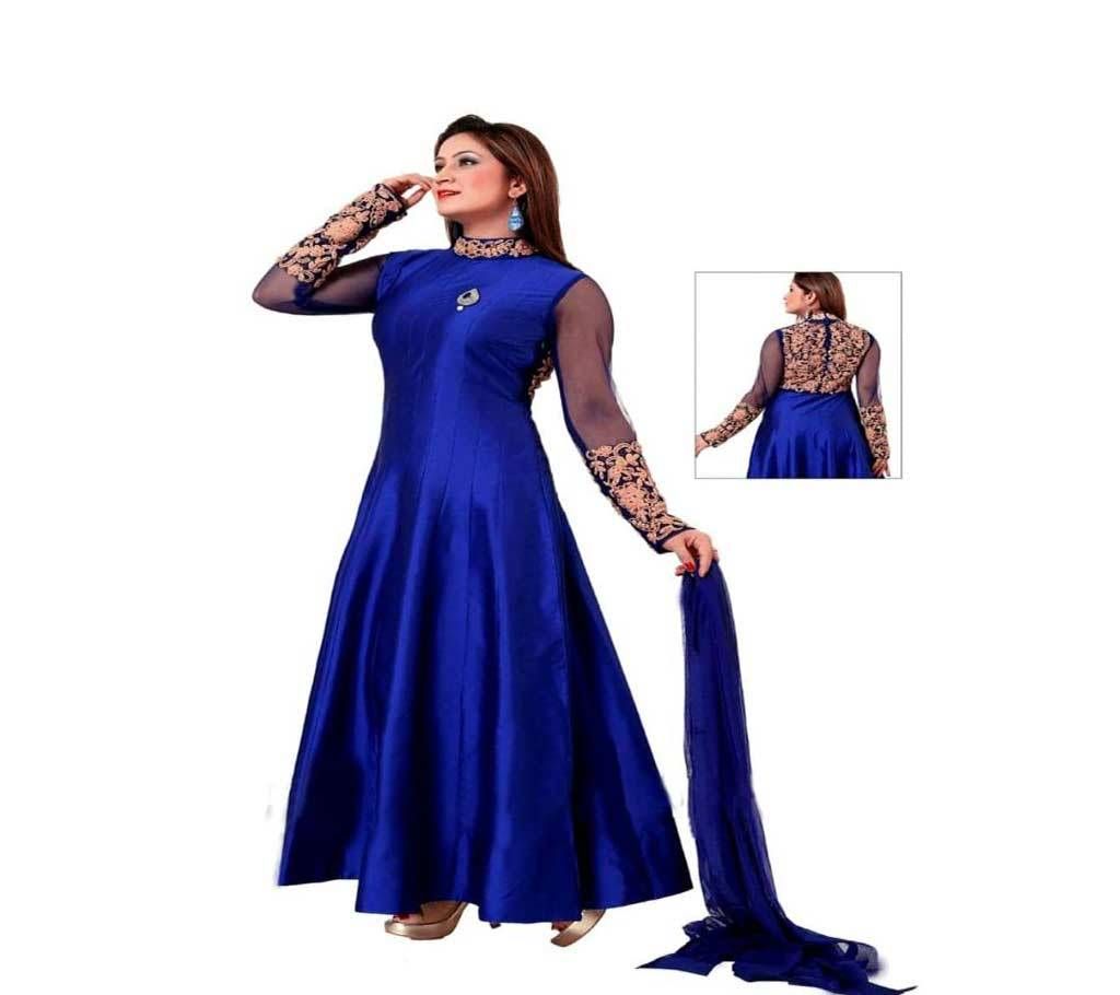 blue un-stitched Chosa silk with embroidery salwar suit