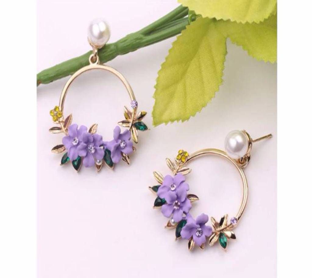 Elegant Flower Large Circle Dangle Earrings For Women